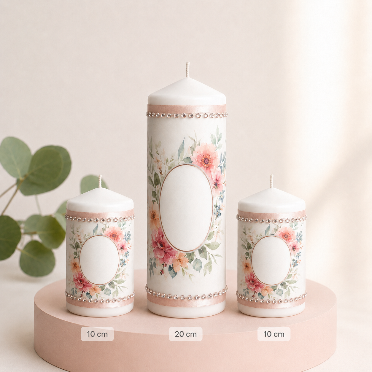 Personalised Candle Set: 20 cm + 2 × 10 cm