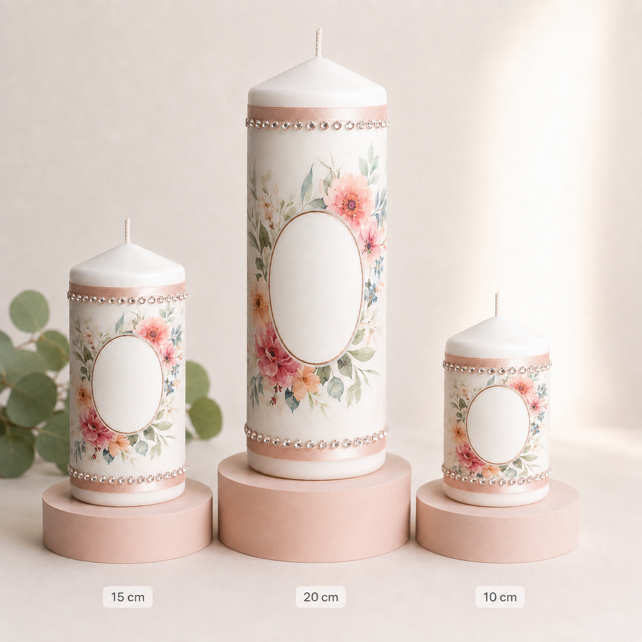 Personalised Candle Set: 20 cm + 15 cm + 10 cm
