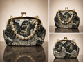 Black Floral Pearl Clutch