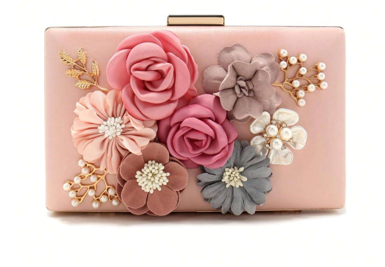 Blush Romantic Floral Statement Clutch