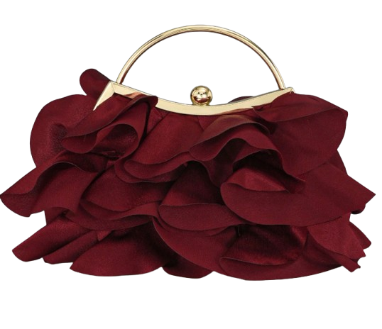 Burgandy Soft Ruffle Elegance Bag