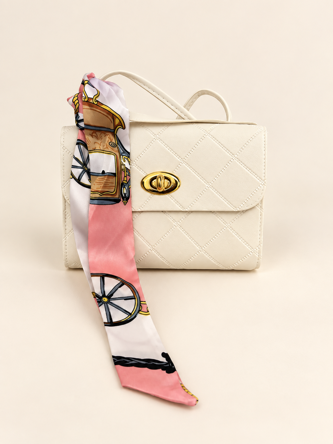 Blush Scarf Quilted Handbag