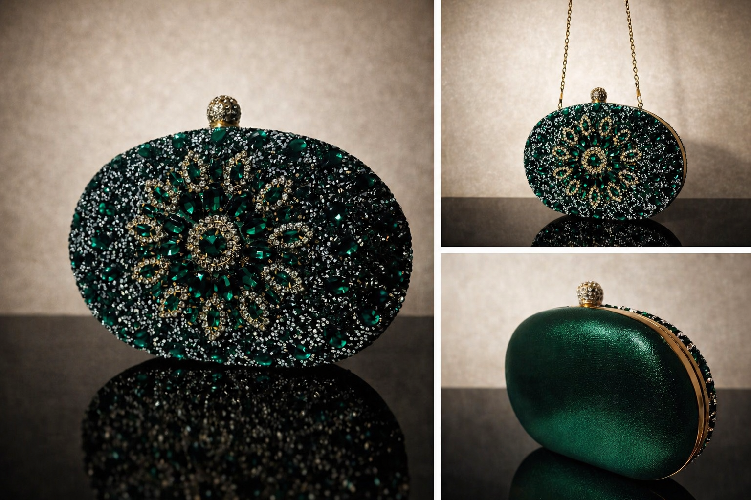 Green Luxe Rhinestone Clutch