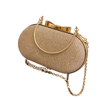Gold Textured Oval Clutch