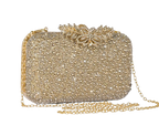 Gold Crystal Glam Clutch with a flower