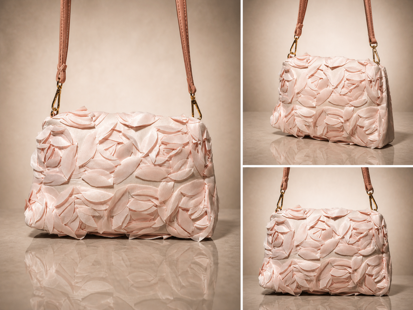 Blush Pink Floral Textured Bag