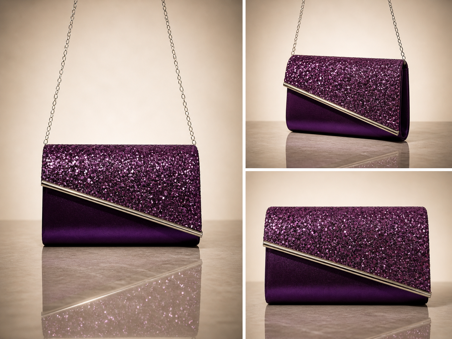 Purple & Silver Glitter Clutch