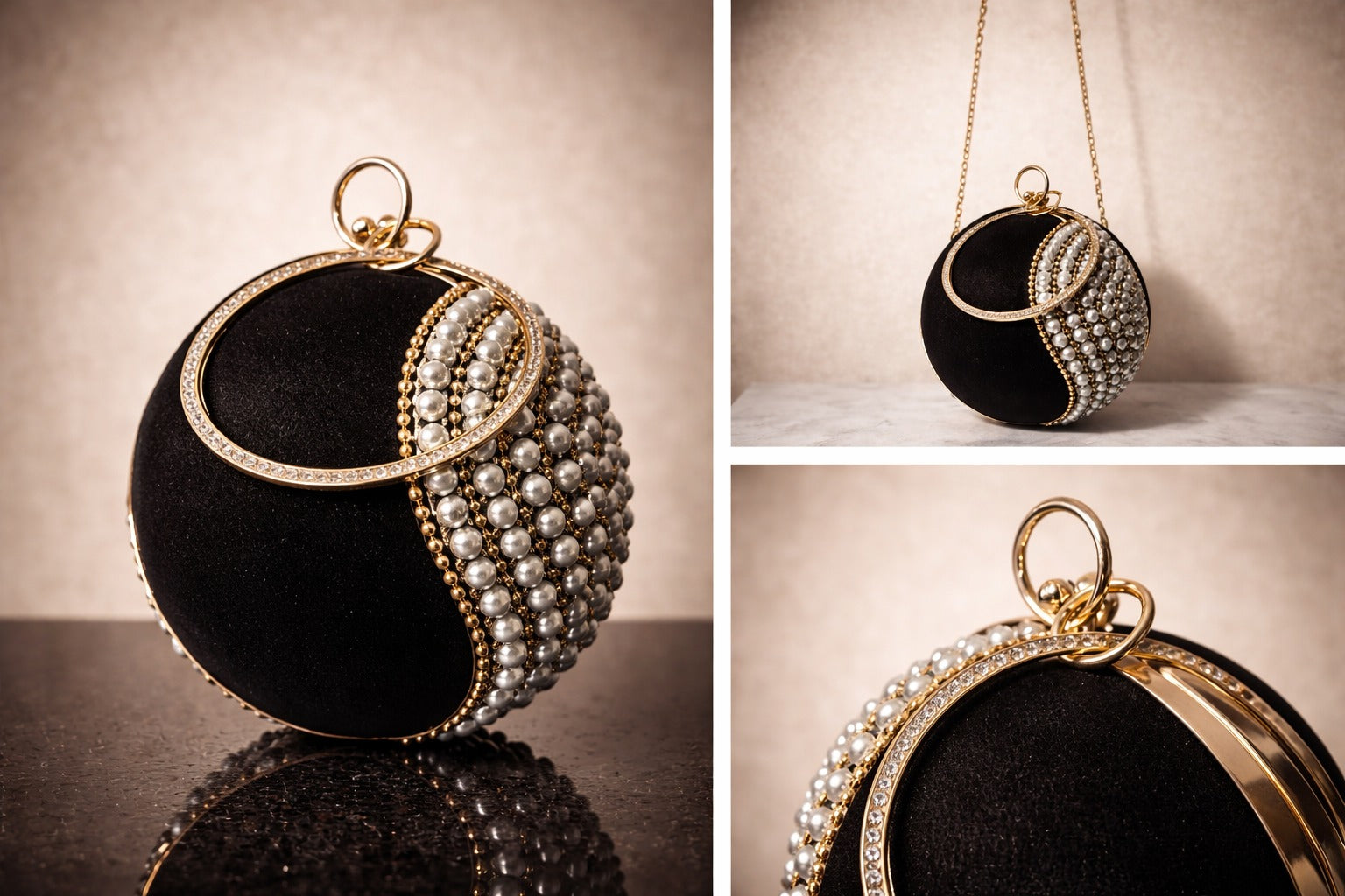 Midnight Pearl Orb Clutch