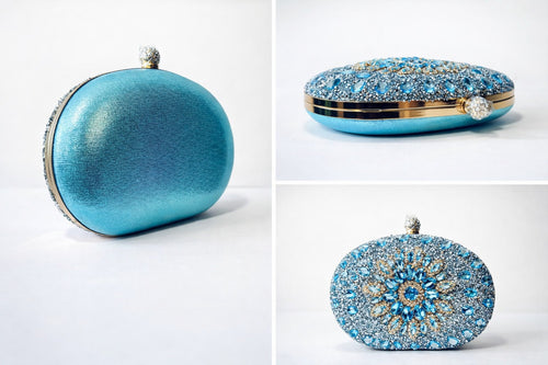 Blue Luxe Rhinestone Clutch