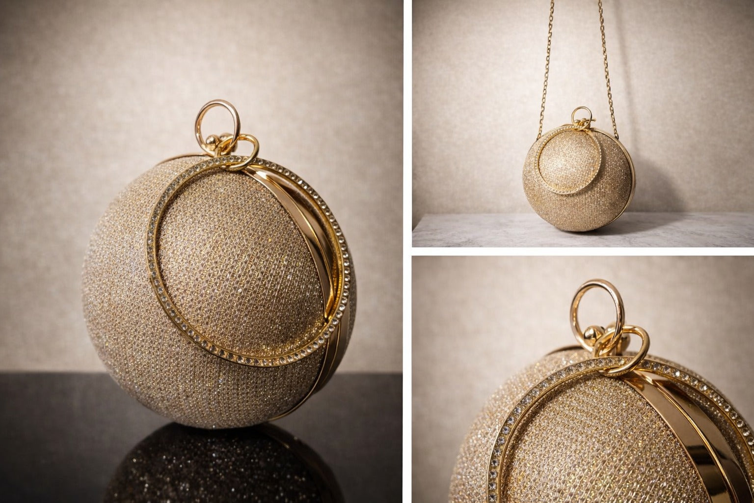 Gold Elegance Round Clutch