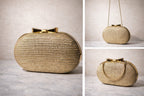 Gold Textured Oval Clutch
