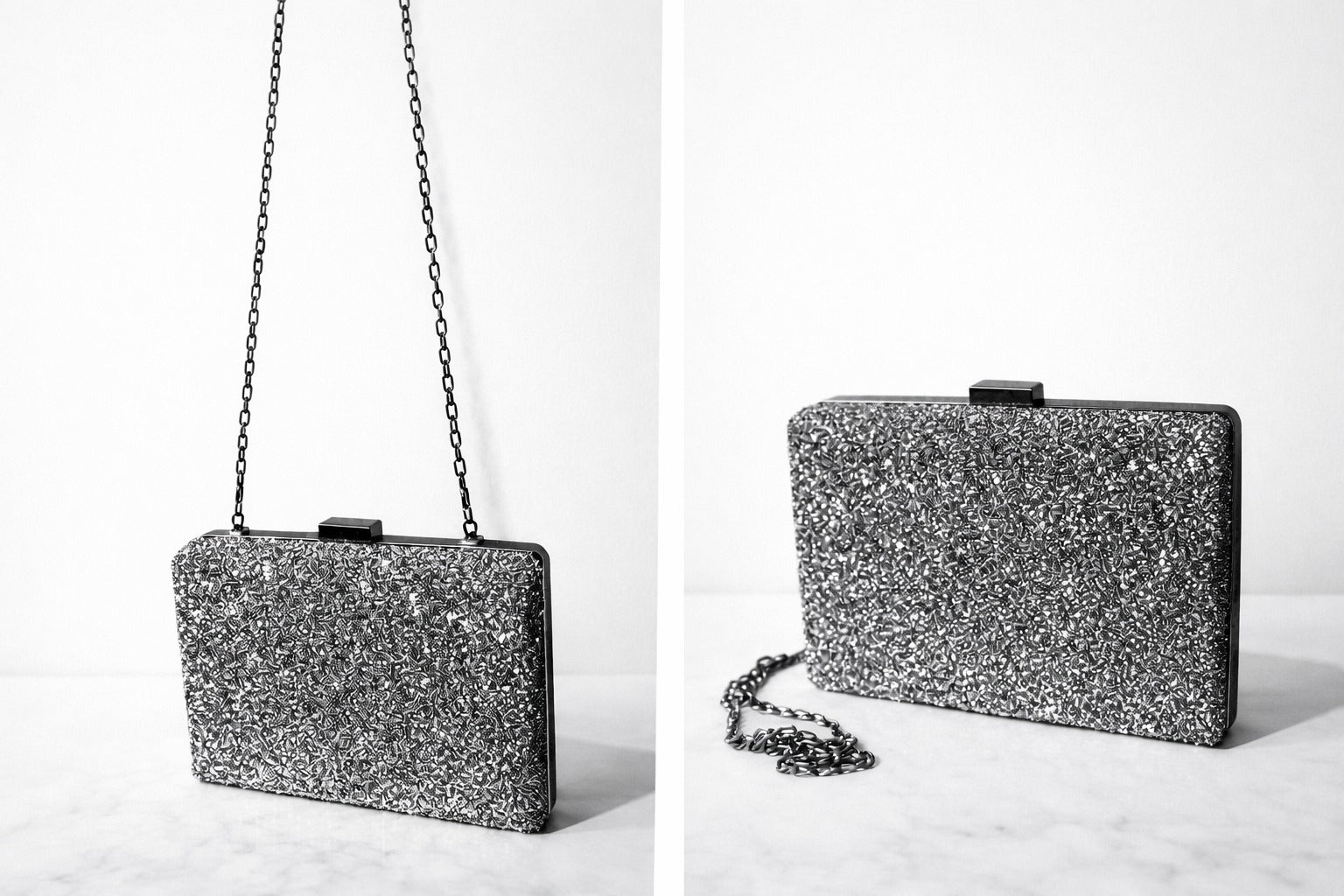 Silver Spark Classic Clutch